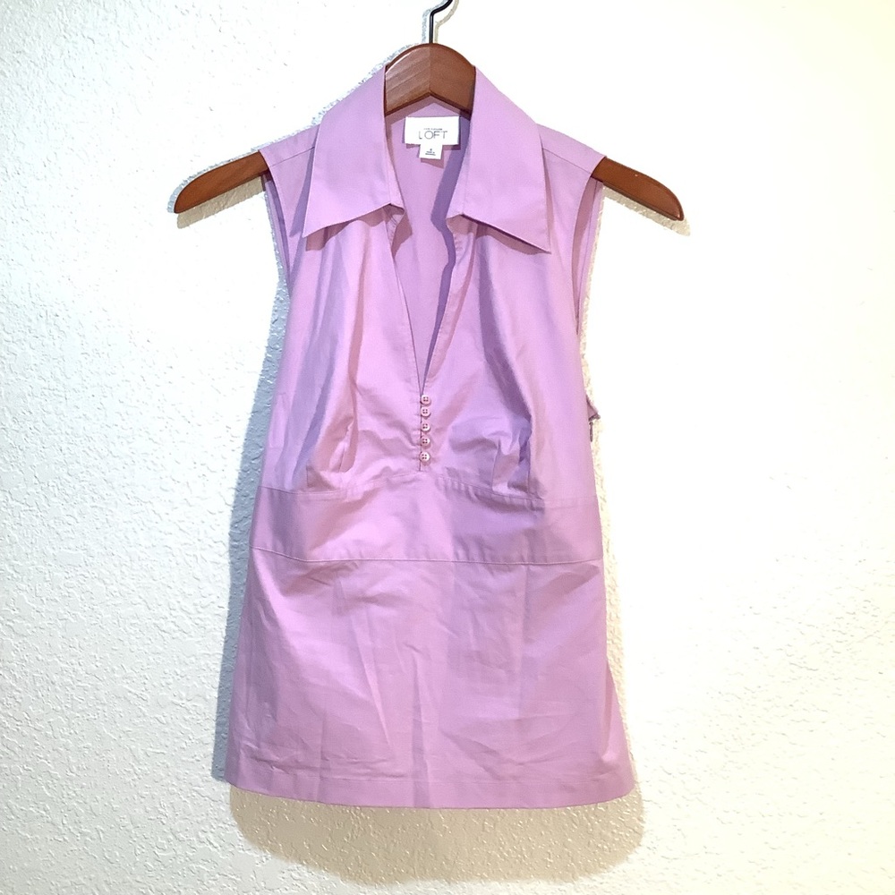 Ann Taylor LOFT lilac sleeveless collar top Size 6